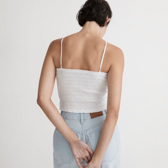Madewell Poplin Smocked Halter Top NWT - Picture 3 of 4